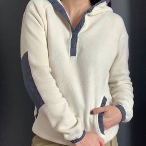 MEC Cream Fleece Hoodie with Gray Trim